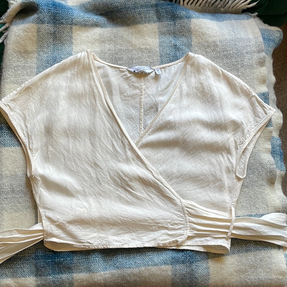 &Other Stories linen blend wrap crop top